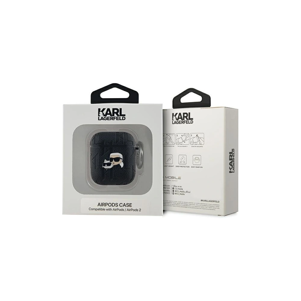 Hurtownia GSM - Etui Karl Lagerfeld KLA2PGKCPK Apple AirPods 1/2 husa Monogram Karl & Choupette Head negru/black - KLD2035 - {ean13} - Hurt