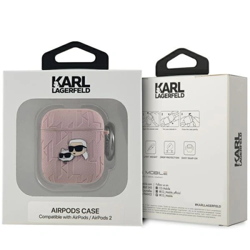 Etui Karl Lagerfeld KLA2PGKCPP Apple AirPods 1/2 cover Monogram Karl & Choupette Head różowy/pink