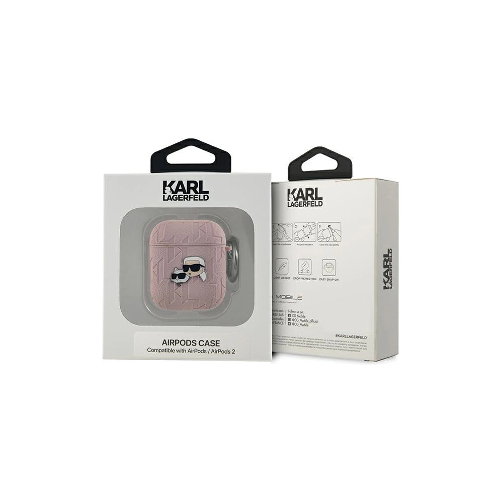 Hurtownia GSM - Etui Karl Lagerfeld KLA2PGKCPP Apple AirPods 1/2 cover Monogram Karl & Choupette Head różowy/pink - KLD2036 - {ean13} - Hurt
