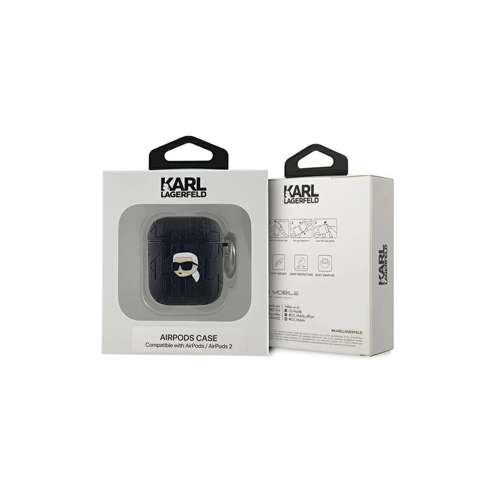 Hurtownia GSM - Etui Karl Lagerfeld KLA2PGKIPK Apple AirPods 1/2 cover Monogram Karl Head czarny/black - KLD2037 - {ean13} - Hurt