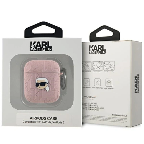 Etui Karl Lagerfeld KLA2PGKIPP Apple AirPods 1/2 cover Monogram Karl Head różowy/pink