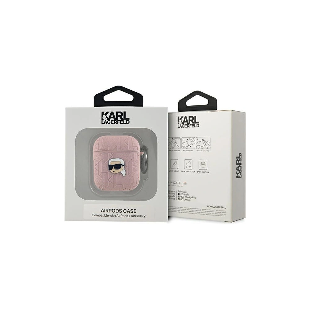 Hurtownia GSM - Etui Karl Lagerfeld KLA2PGKIPP Apple AirPods 1/2 cover Monogram Karl Head różowy/pink - KLD2038 - {ean13} - Hurt