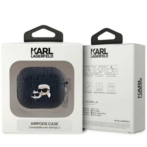 Etui Karl Lagerfeld KLA3PGKCPK Apple AirPods 3 cover Monogram Karl & Choupette Head czarny/black