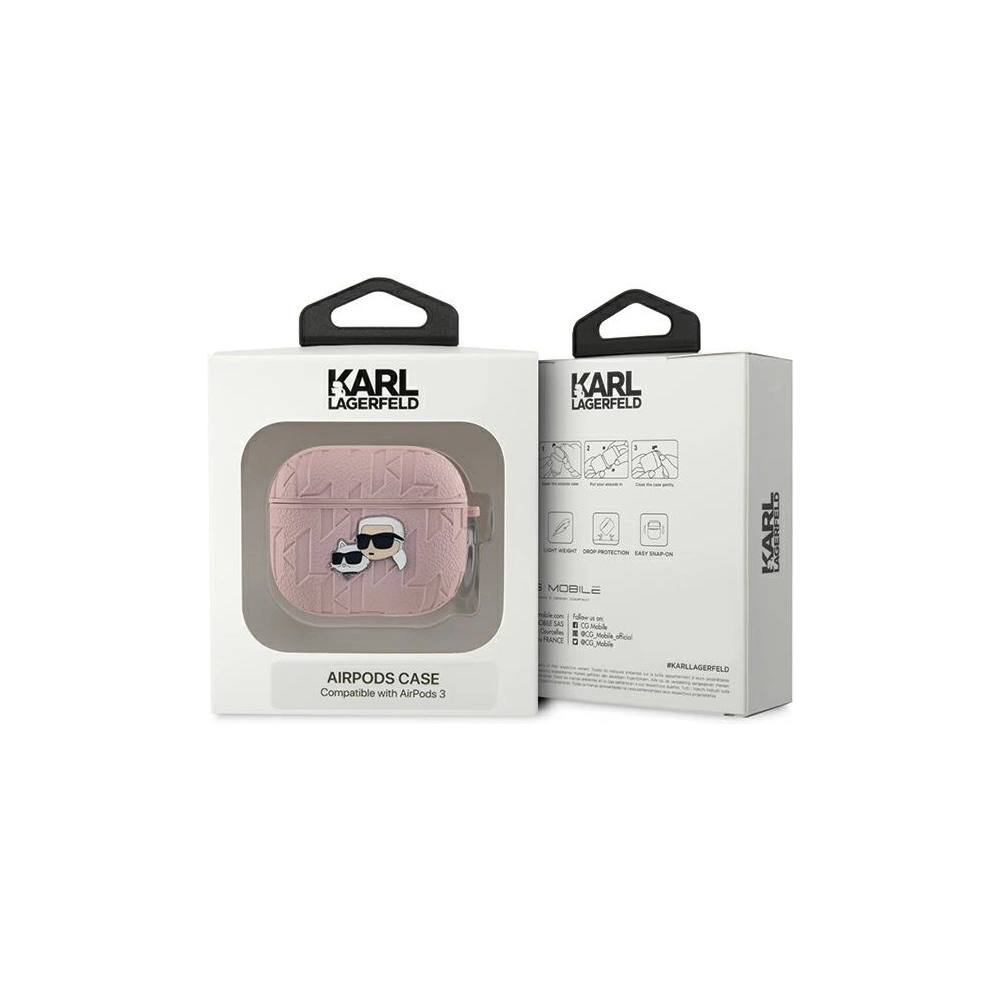 Hurtownia GSM - Etui Karl Lagerfeld KLA3PGKCPP Apple AirPods 3 cover Monogram Karl & Choupette Head różowy/pink - KLD2042 - {ean13} - Hurt