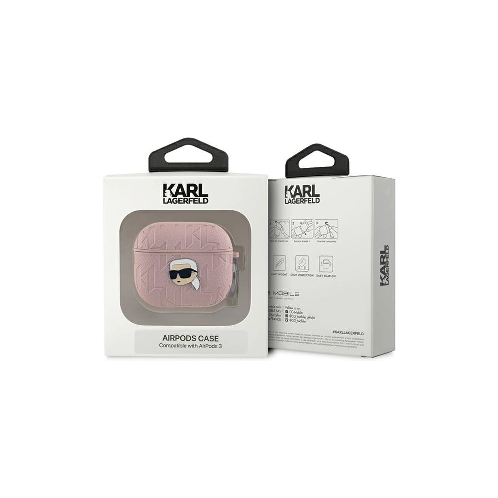 Hurtownia GSM - Etui Karl Lagerfeld KLA3PGKIPP Apple AirPods 3 kryt Monogram Karl Head růžový/pink - KLD2044 - {ean13} - Hurt
