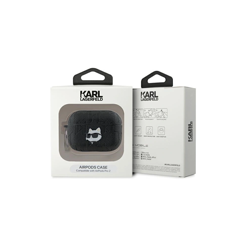 Hurtownia GSM - Etui Karl Lagerfeld KLAP2PGCHPK Apple AirPods Pro (2. generace) obal Monogram Choupette Head černý/black - KLD2045 - {ean13} - Hurt