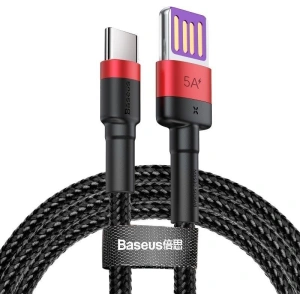 Kabel USB-C Baseus Cafule Huawei SuperCharge, QC 3.0, 5A 1m (czarno-czerwony)