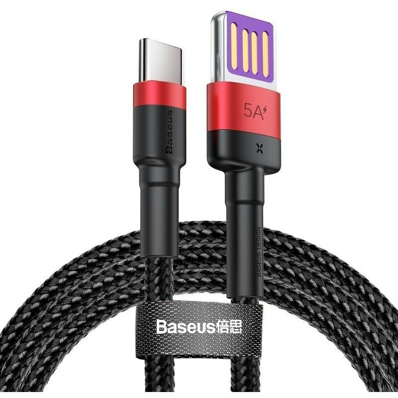 Baseus Distributor - 6953156293557 - BSU692BLKRED - Cable USB-C Baseus Cafule Huawei SuperCharge, QC 3.0, 5A 1m Black&Red - B2B homescreen
