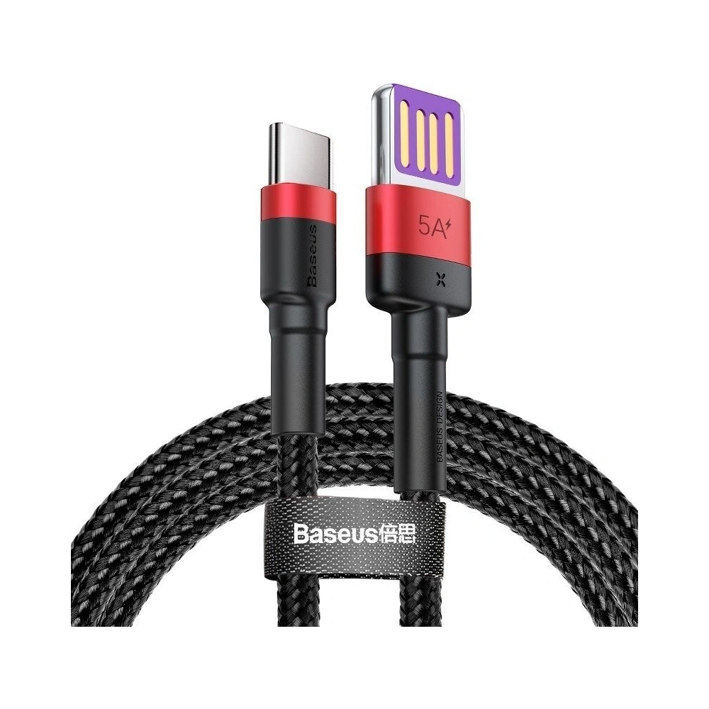 Hurtownia GSM - Kabel USB-C Baseus Cafule Huawei SuperCharge, QC 3.0, 5A 1m (czarno-czerwony) - BSU692BLKRED - {ean13} - Hurt