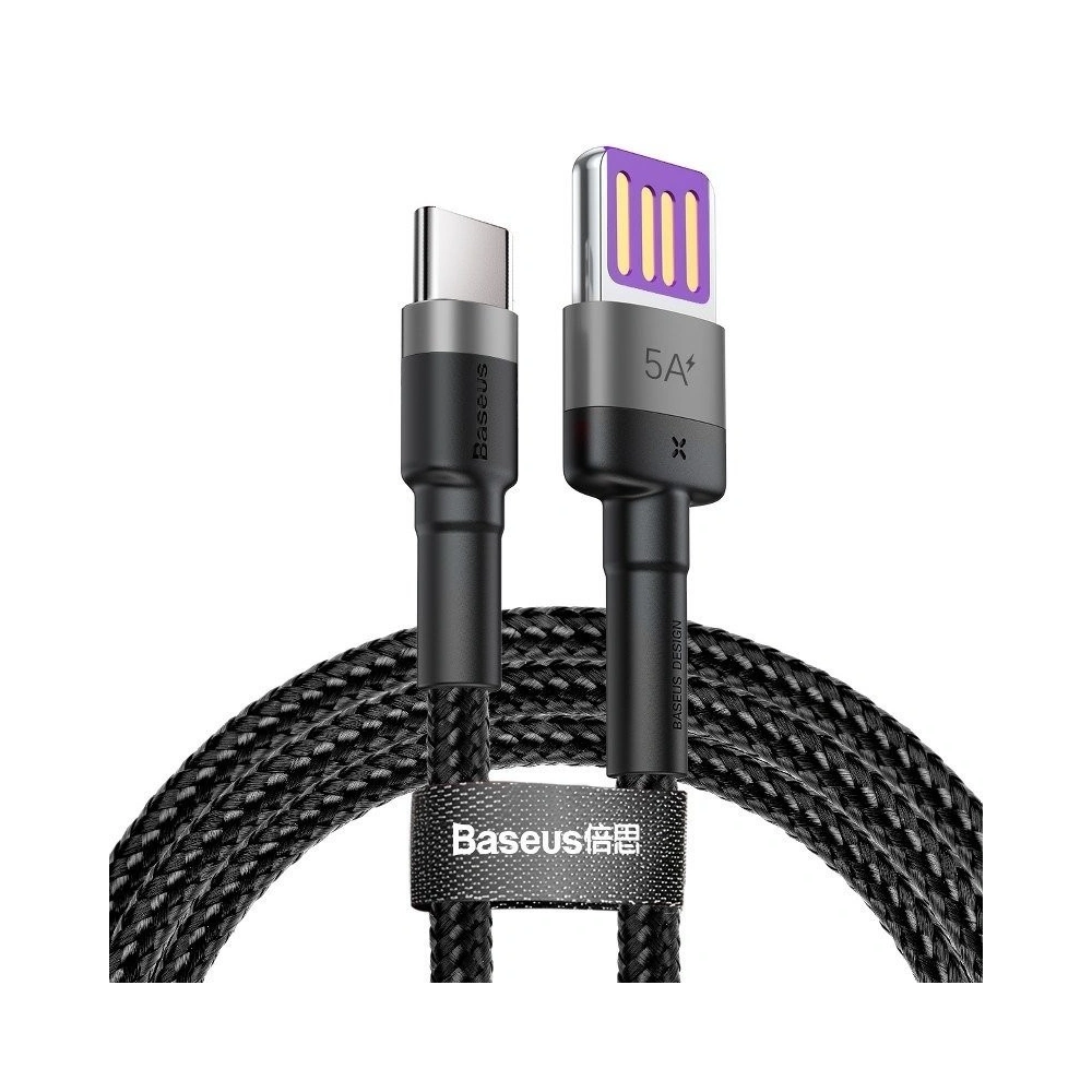 Hurtownia GSM - Kabel USB-C Baseus Cafule Huawei SuperCharge, QC 3.0, 5A 1m (czarno-szary) - BSU693BLKGRY - {ean13} - Hurt
