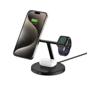 Hurtownia GSM - Indukciós töltő 3w1 Tech-Protect A35 QI 15W Magnetic Magsafe vezeték nélküli töltő + USB-C / USB-C 100cm fekete kábel - THP2853 - {ean13} - Hurt