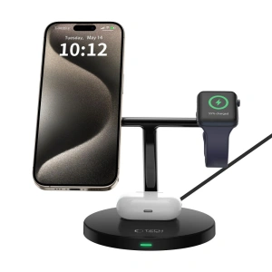 Hurtownia GSM - Indukciós töltő 3w1 Tech-Protect A35 QI 15W Magnetic Magsafe vezeték nélküli töltő + USB-C / USB-C 100cm fekete kábel - THP2853 - {ean13} - Hurt