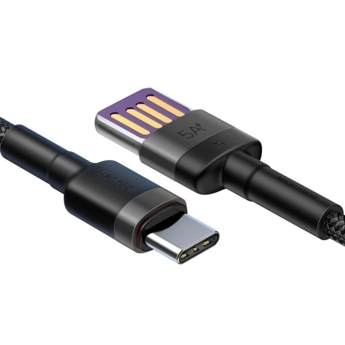 Kabel USB-C Baseus Cafule Huawei SuperCharge, QC 3.0, 5A 1m (czarno-szary)