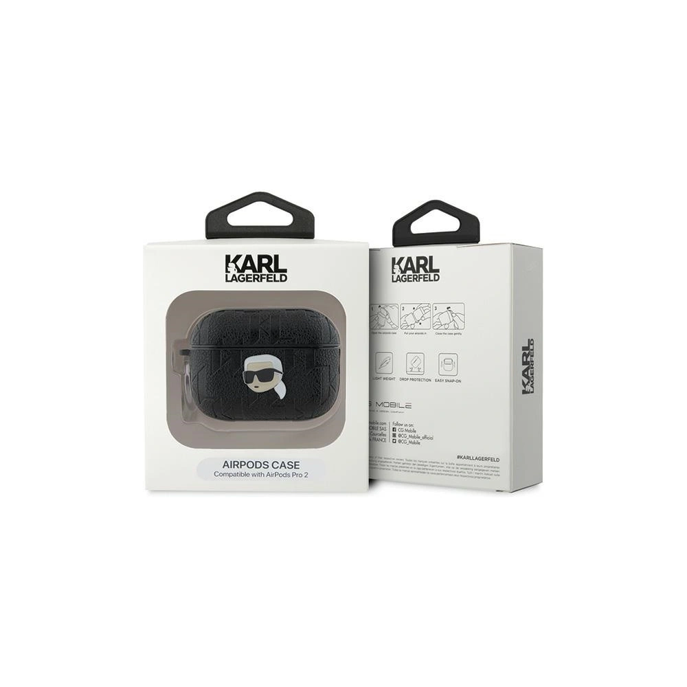 Hurtownia GSM - Etui Karl Lagerfeld KLAP2PGKIPK Apple AirPods Pro (2. generace) kryt Monogram Karl Head černý/black - KLD2048 - {ean13} - Hurt