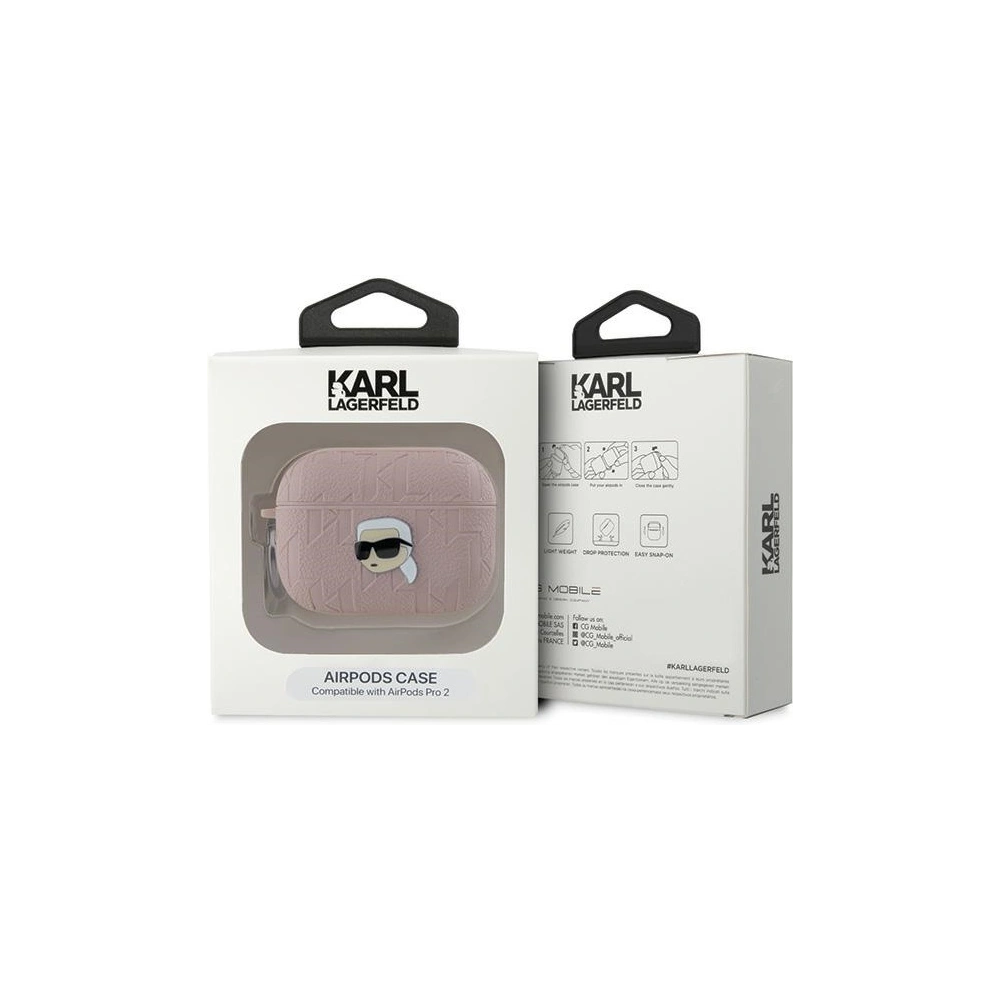 Hurtownia GSM - Etui Karl Lagerfeld KLAP2PGKIPP Apple AirPods Pro (2. generace) kryt Monogram Karl Head růžový/pink - KLD2049 - {ean13} - Hurt