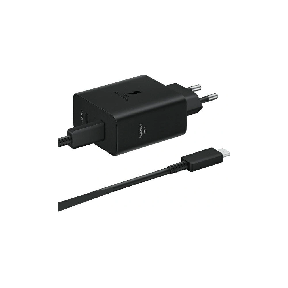 Hurtownia GSM - Ładowarka sieciowa Samsung EP-T5020XBEGEU USB-C 25W, USB-C 50W PD + kabel USB-C / USB-C 5A 1.8m Super Fast Charge czarny/black - SMG1108 - {ean13} - Hurt