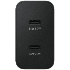 Hurtownia GSM - Hálózati töltő Samsung EP-T5020XBEGEU USB-C 25W, USB-C 50W PD + USB-C / USB-C 5A kábel 1.8m Szuper Gyors Töltés fekete/black - SMG1108 - {ean13} - Hurt