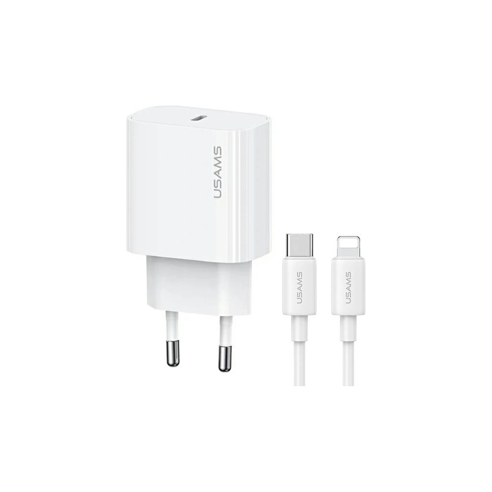 Hurtownia GSM - Ładowarka sieciowa USAMS T65 US-CC226 USB-C PD 20W Fast Charging + kabel USB-C / Lightning 30W biały/white - USA1116 - {ean13} - Hurt