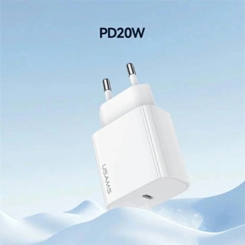 Ładowarka sieciowa USAMS T65 US-CC226 USB-C PD 20W Fast Charging + kabel USB-C / Lightning 30W biały/white