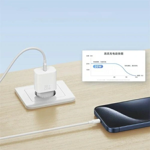 Ładowarka sieciowa USAMS T65 US-CC226 USB-C PD 20W Fast Charging + kabel USB-C / Lightning 30W biały/white