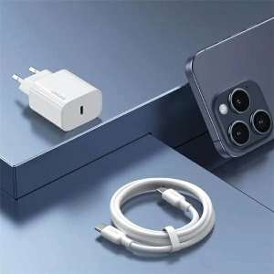 Hurtownia GSM - USAMS T65 US-CC226 hálózati töltő USB-C PD 20W Gyors Töltés + USB-C / Lightning 30W kábel fehér - USA1116 - {ean13} - Hurt