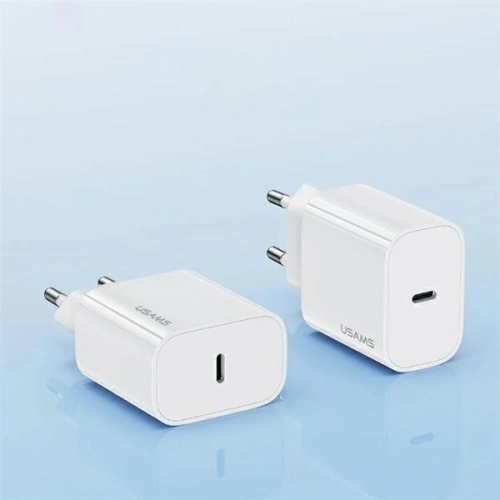 Ładowarka sieciowa USAMS T65 US-CC226 USB-C PD 20W Fast Charging + kabel USB-C / Lightning 30W biały/white