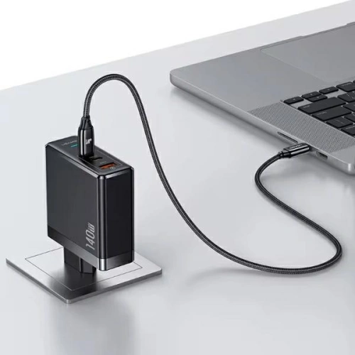 Ładowarka sieciowa USAMS US-CC168 USB-A, 2xUSB-C T52 PD 140W Fast Charging + kabel USB-C / USB-C 240W czarny/black