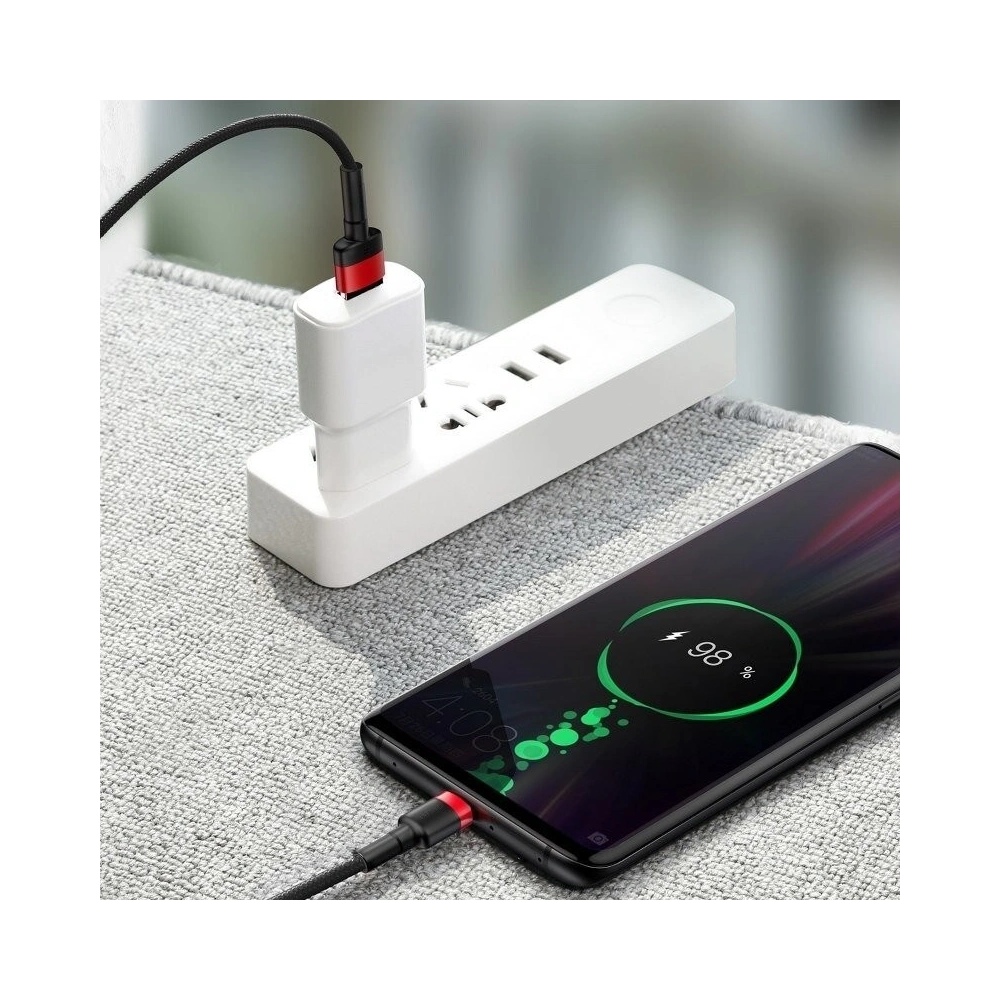 Hurtownia GSM - Kabel USB-C Baseus Cafule Huawei SuperCharge, QC 3.0, 5A 1m (czarno-czerwony) - BSU692BLKRED - {ean13} - Hurt