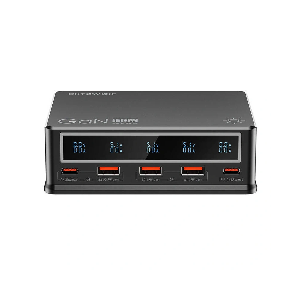 Hurtownia GSM - Ładowarka sieciowa Blitzwolf BW-i9 3xUSB-A, 2xUSB-C 110W PD czarna - BLZ597 - {ean13} - Hurt