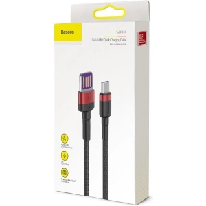 Kabel USB-C Baseus Cafule Huawei SuperCharge, QC 3.0, 5A 1m (czarno-czerwony)