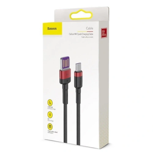 Kabel USB-C Baseus Cafule Huawei SuperCharge, QC 3.0, 5A 1m (czarno-czerwony)