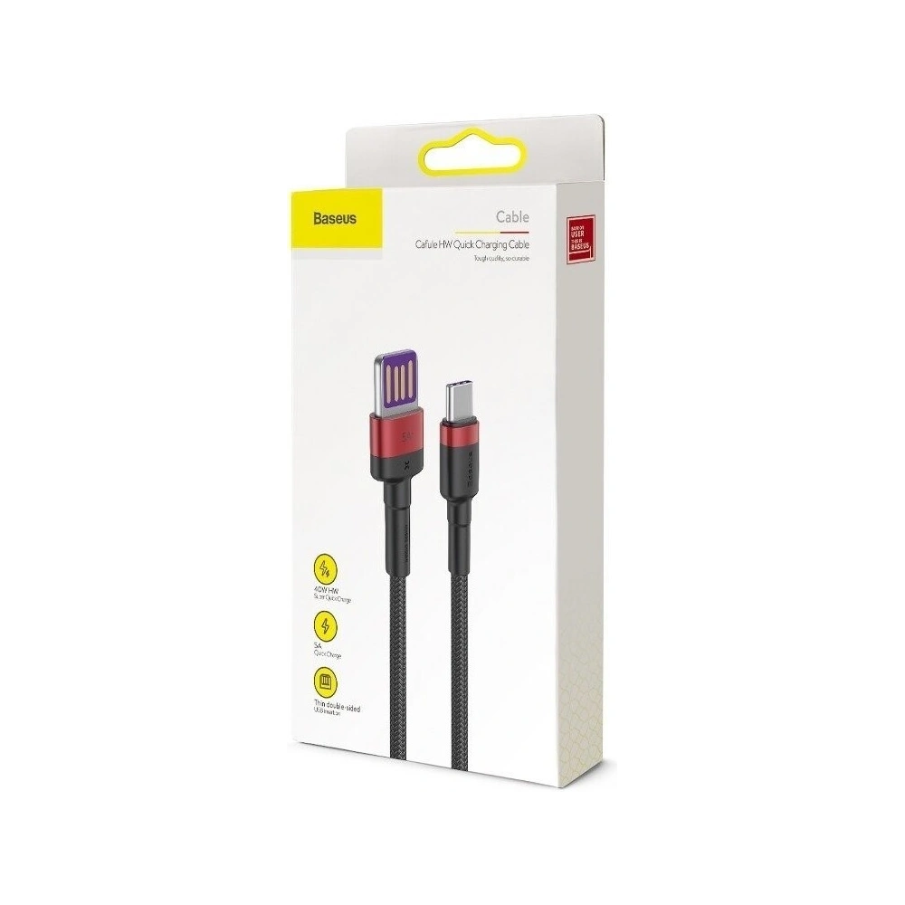 Hurtownia GSM - Kabel USB-C Baseus Cafule Huawei SuperCharge, QC 3.0, 5A 1m (czarno-czerwony) - BSU692BLKRED - {ean13} - Hurt