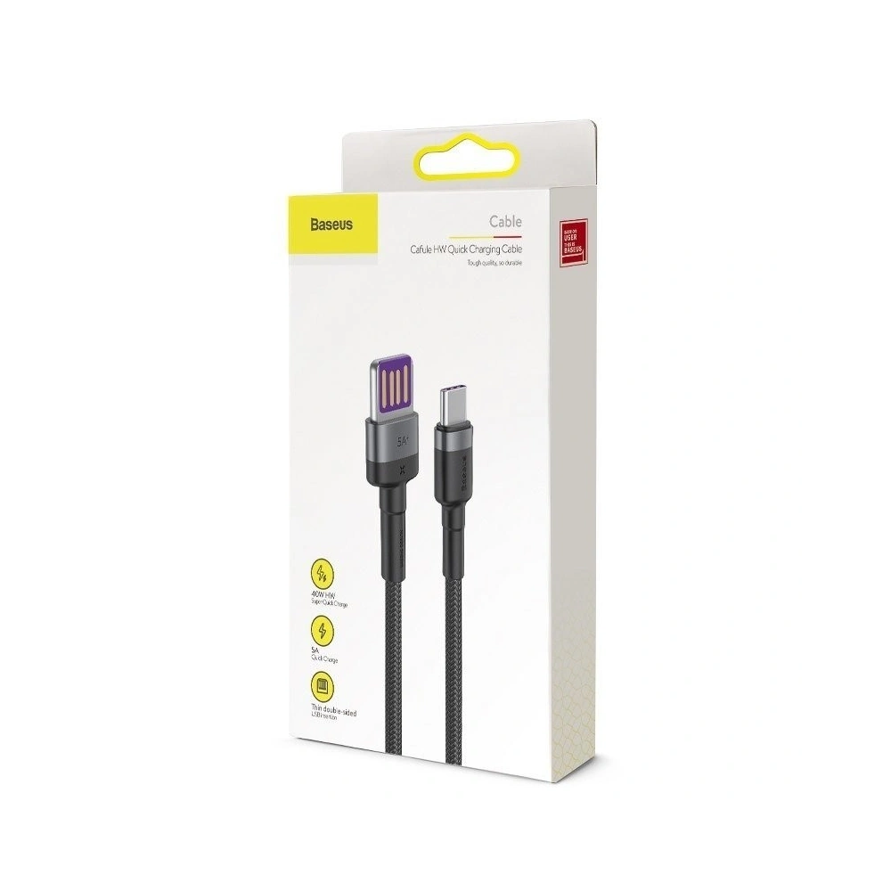 Hurtownia GSM - Kabel USB-C Baseus Cafule Huawei SuperCharge, QC 3.0, 5A 1m (czarno-szary) - BSU693BLKGRY - {ean13} - Hurt