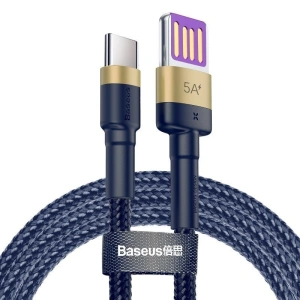 Cable USB-C Baseus Cafule Huawei SuperCharge, QC 3.0, 5A 1m Blue&Gold