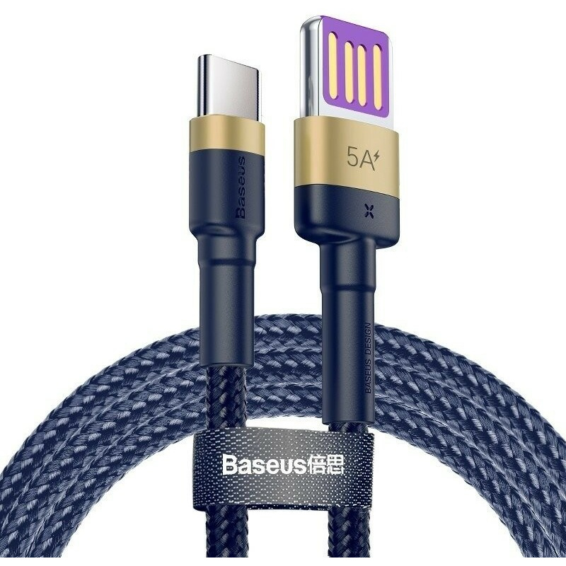 Baseus Distributor - 6953156293571 - BSU694BLUGLD - Cable USB-C Baseus Cafule Huawei SuperCharge, QC 3.0, 5A 1m Blue&Gold - B2B homescreen