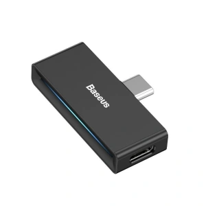 Audio-Adapter Baseus L57 USB-C auf USB-C + Miniklinke 3,5mm, QC 3.0, PD (schwarz)
