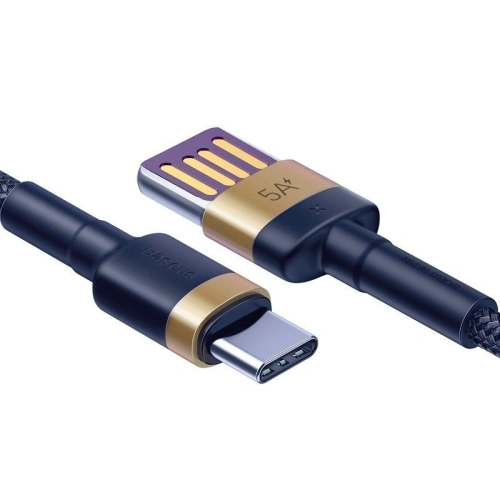 Kabel USB-C Baseus Cafule Huawei SuperCharge, QC 3.0, 5A 1m (granatowo-złoty)