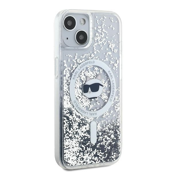 Kryt Karl Lagerfeld KLHMP13MLGCHSGH Apple iPhone 13 hardcase Liquid Glitter Choupette Head Magsafe transparent