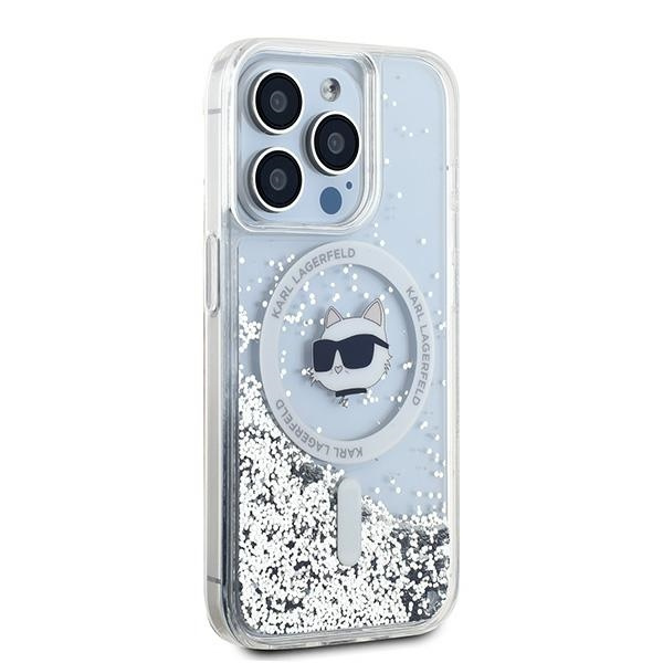 Kryt Karl Lagerfeld KLHMP13XLGCHSGH Apple iPhone 13 Pro Max hardcase Liquid Glitter Choupette Head Magsafe transparent