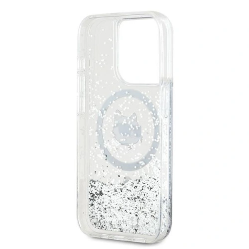 Etui Karl Lagerfeld KLHMP14LLGCHSGH Apple iPhone 14 Pro hardcase Liquid Glitter Choupette Head Magsafe transparent