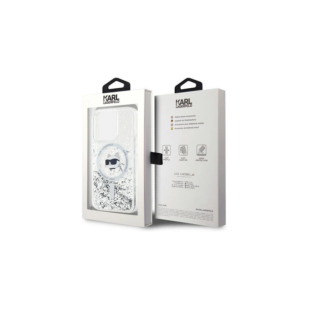 Wholesale Karl Lagerfeld KLHMP14LLGCHSGH Apple iPhone 14 Pro hardcase Liquid Glitter Choupette Head Magsafe transparent - KLD2073 - {ean13} - Hurt