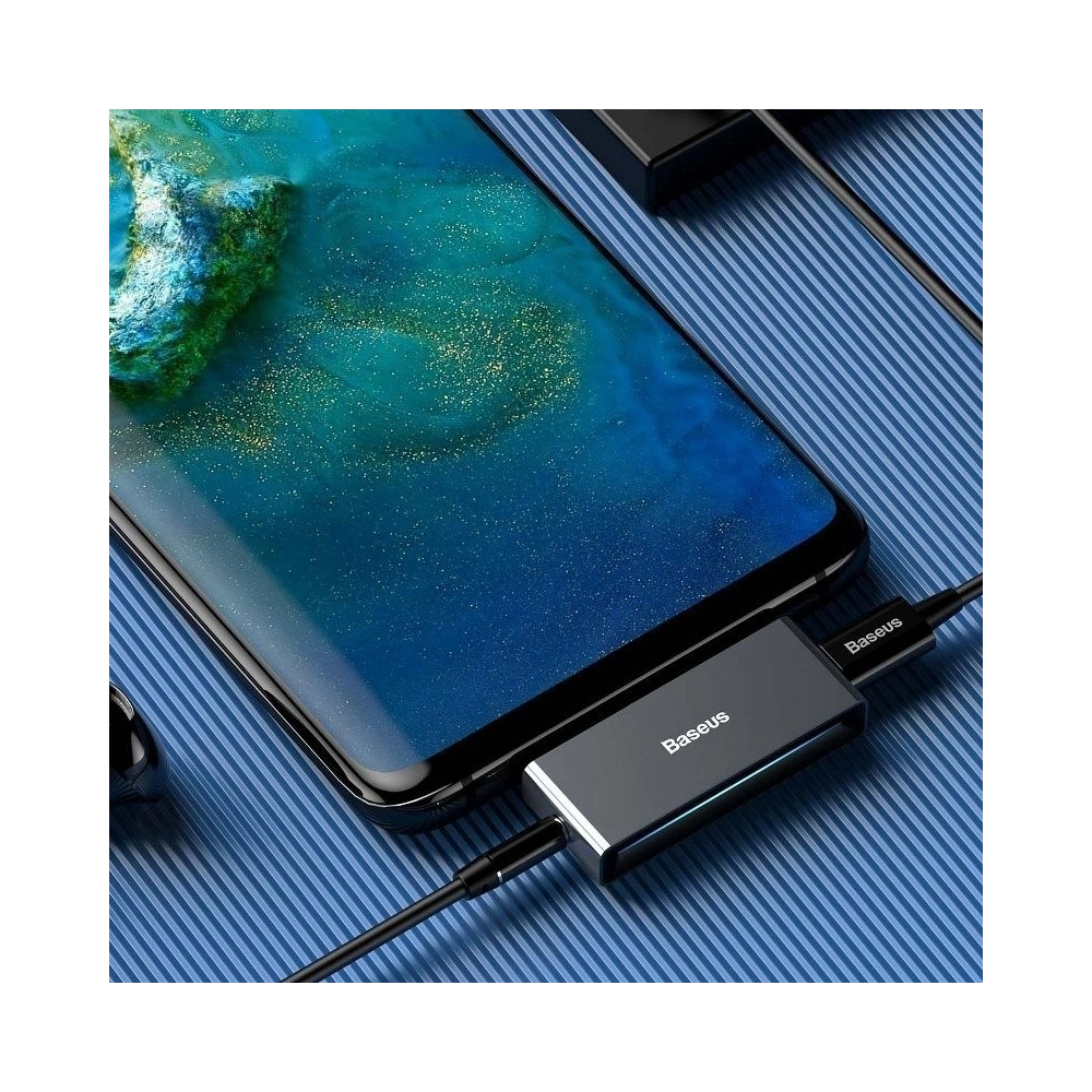 Hurtownia GSM - Adapter audio Baseus L57 USB-C na USB-C + minijack 3,5mm, QC 3.0, PD (czarny) - BSU695BLK - {ean13} - Hurt
