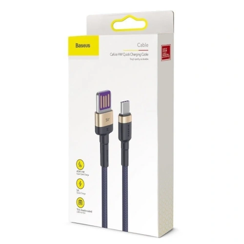 Kabel USB-C Baseus Cafule Huawei SuperCharge, QC 3.0, 5A 1m (granatowo-złoty)