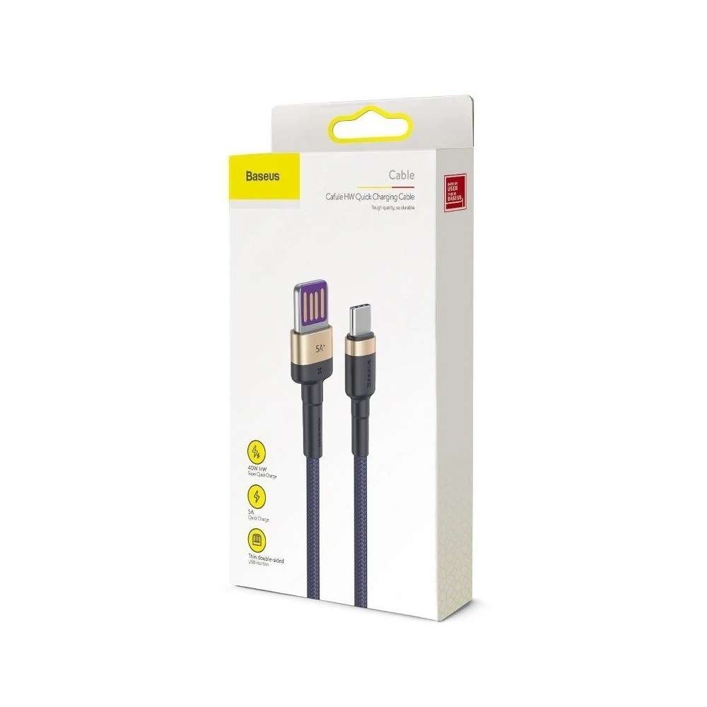 Hurtownia GSM - Kabel USB-C Baseus Cafule Huawei SuperCharge, QC 3.0, 5A 1m (granatowo-złoty) - BSU694BLUGLD - {ean13} - Hurt