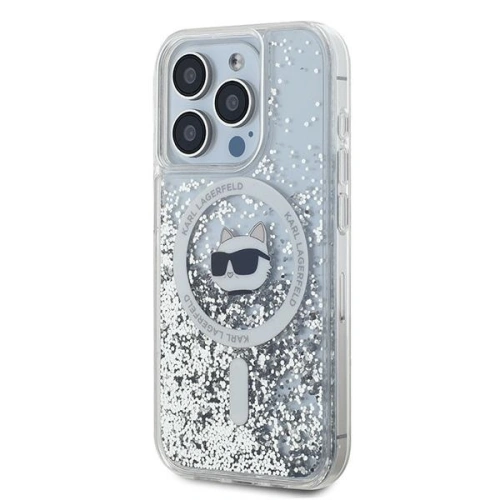 Etui Karl Lagerfeld KLHMP14XLGCHSGH Apple iPhone 14 Pro Max hardcase Liquid Glitter Choupette Head Magsafe transparent