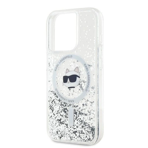 Etui Karl Lagerfeld KLHMP14XLGCHSGH Apple iPhone 14 Pro Max hardcase Liquid Glitter Choupette Head Magsafe transparent