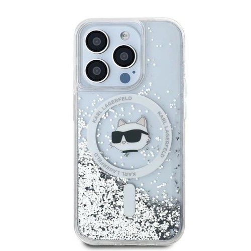 Etui Karl Lagerfeld KLHMP15LLGCHSGH Apple iPhone 15 Pro hardcase Liquid Glitter Choupette Head Magsafe transparent