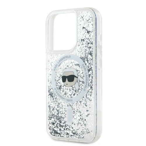 Etui Karl Lagerfeld KLHMP15LLGKISGH Apple iPhone 15 Pro hardcase Liquid Glitter Karl Head Magsafe transparent