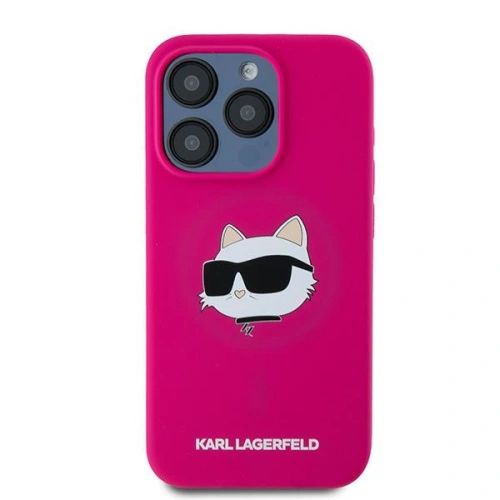 Etui Karl Lagerfeld KLHMP15LSCHPPLF Apple iPhone 15 Pro hardcase Silicone Choupette Head MagSafe różowy/fuschia