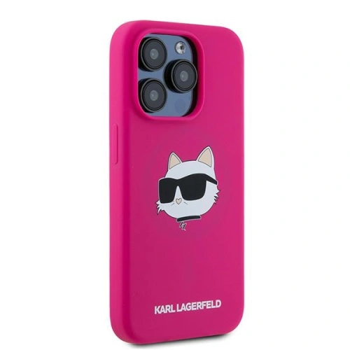 Etui Karl Lagerfeld KLHMP15LSCHPPLF Apple iPhone 15 Pro hardcase Silicone Choupette Head MagSafe różowy/fuschia